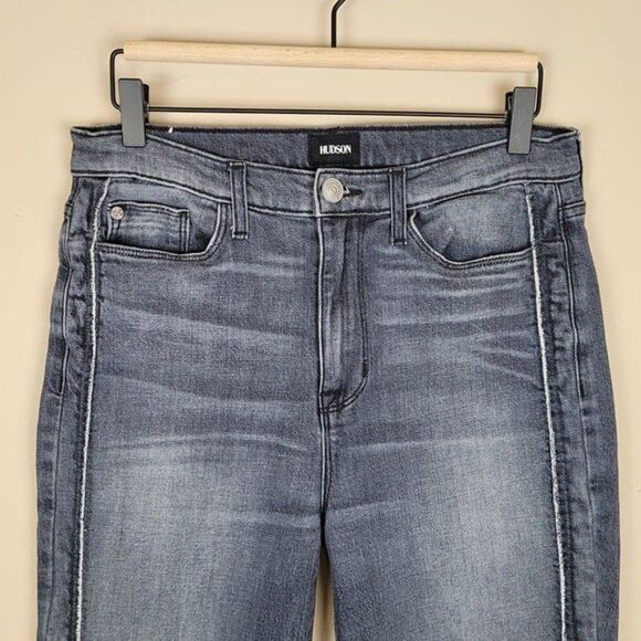 Hudson Size 29 Custom Zoeey Jeans Straight Leg Slim High Rise Ankle Leth Gray - Picture 4 of 12